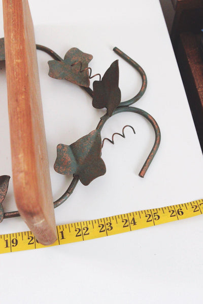 Vintage Metal & Wood Ivy Wall Display Shelf 3 Tier Cottagecore Farmhouse Rustic Home Decor