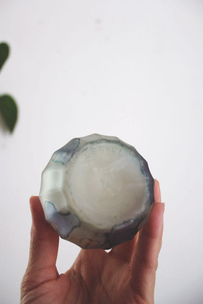 Hand-Painted Vintage French Glass Bud Vase Abstract Watercolor Bubble Pattern Pastel