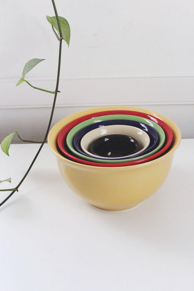 Vintage Gibson Sensation Ceramic Rainbow Mixing Serving Nesting Bowls Set Of 6