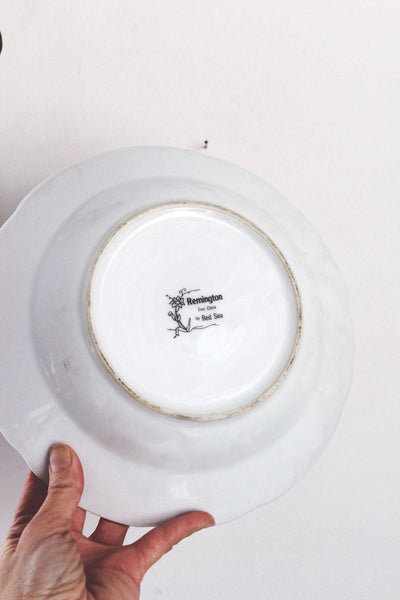 Vintage Remington Fine China Red Sea Floral Soup Salad Bowls Gold Trim Set Of 4