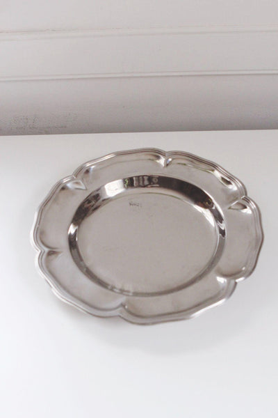 Vintage Silver-Plated Scalloped Edge Serving Platter Plate Trinket Dish Catchall Flower