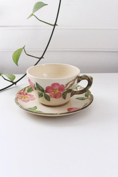Vintage Desert Rose Franciscan Hand-Painted Floral Teacup & Saucer Set USA