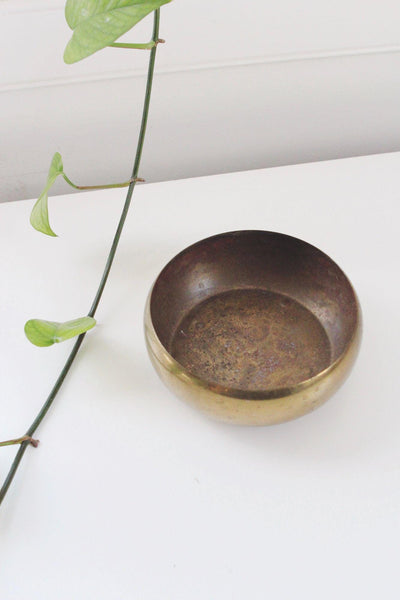 Vintage Brass Bowl Ball Feet Footed Minimalist Trinket Dish Catchall Planter MCM