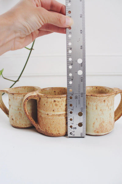 Set Of 3 Studio Pottery Handmade Ceramic Mugs Speckled Glaze Vintage Coffee Cups Rustic