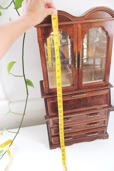Vintage Wooden Jewelry Armoire Tabletop Cabinet Rosalco Glass Doors Storage Brass
