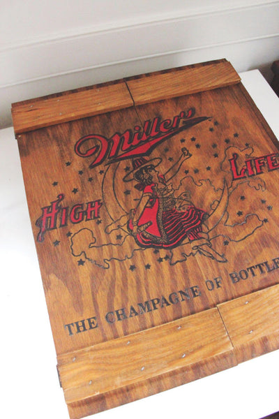 Vintage Miller High Life Wooden Cabinet Wall Hanging Crate Box Storage