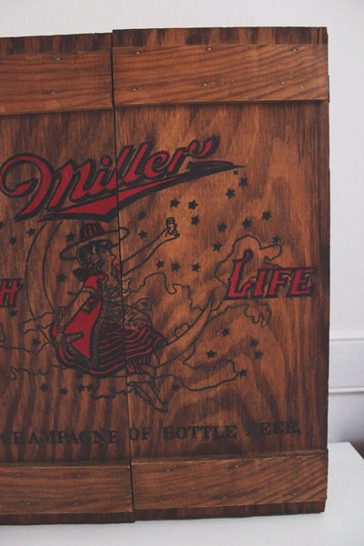 Vintage Miller High Life Wooden Cabinet Wall Hanging Crate Box Storage