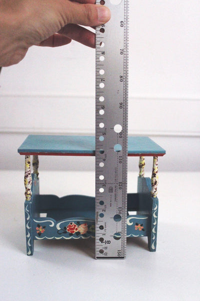 Vintage Dora Kuhn Miniature Canopy Bed Hand-Painted Dollhouse West Germany Folk Art