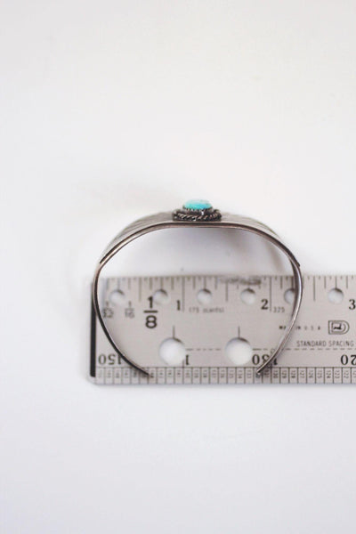 Vintage Native American Navajo Turquoise Sterling Silver Cuff Bracelet W. Begay