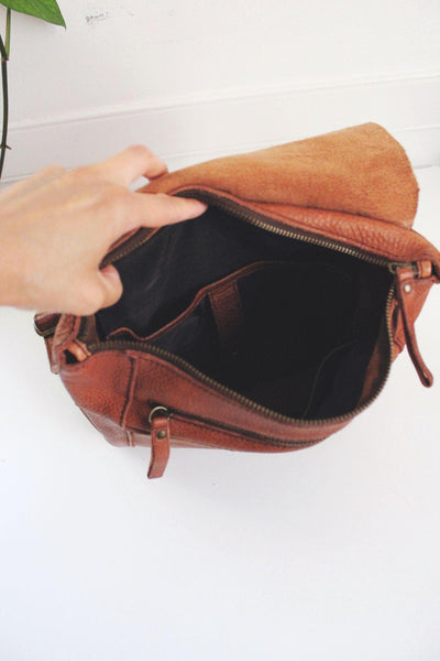 Vintage Duluth Trading Company Brown Leather Backpack Pebbled Shoulder Bag Tan