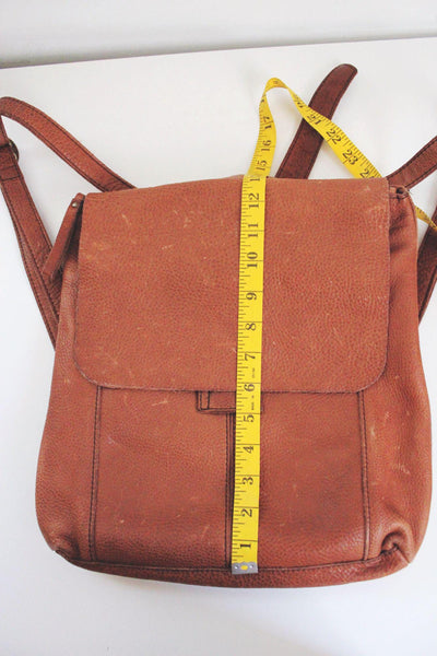 Vintage Duluth Trading Company Brown Leather Backpack Pebbled Shoulder Bag Tan