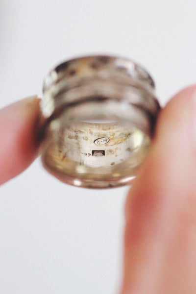 Hammered Sterling Silver Spinner Ring Vintage Boho Wide Band Meditation Anxiety Fidget