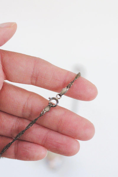 Vintage Sterling Silver Tigers Eye Pendant Necklace Southwestern Navajo Hand Stamped