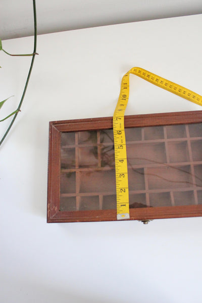 Vintage Wooden Storage Cabinet Display Trinket Shelf - Handmade, Glass Front, Rustic