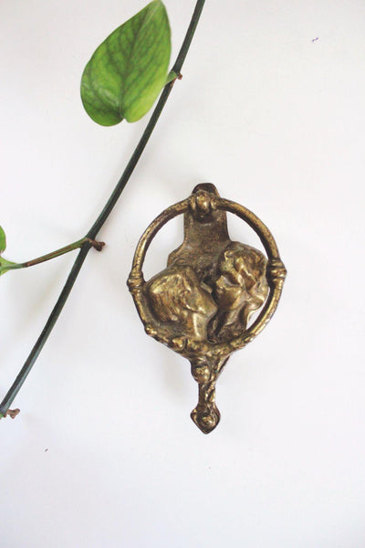 Vintage Brass Kissing Couple Door Knocker Bronze Art Nouveau Victorian Whimsical