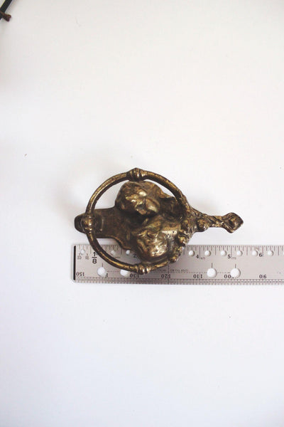 Vintage Brass Kissing Couple Door Knocker Bronze Art Nouveau Victorian Whimsical