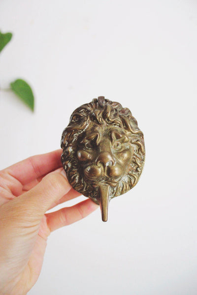 Vintage Solid Brass Lion Head Door Knocker Bronze Georgian Victorian