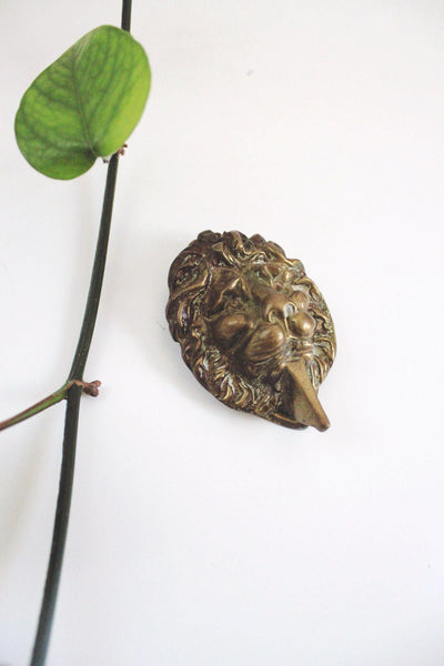 Vintage Solid Brass Lion Head Door Knocker Bronze Georgian Victorian