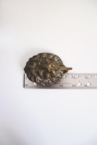 Vintage Solid Brass Lion Head Door Knocker Bronze Georgian Victorian