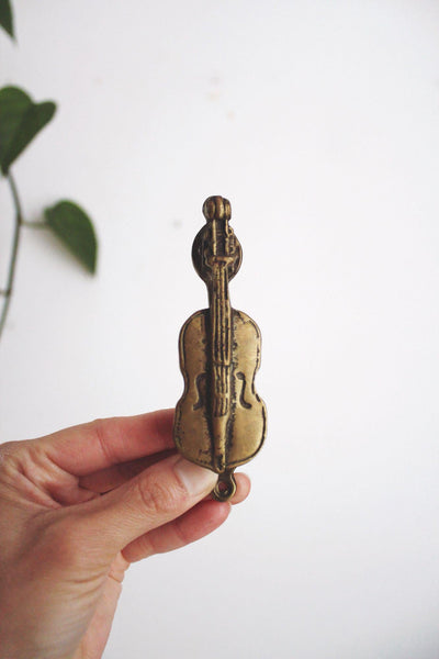Vintage Solid Brass Violin Door Knocker Antique Bronze Victorian Musician