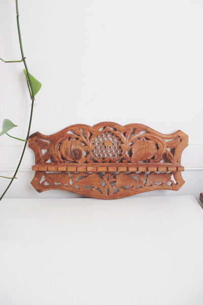 Vintage Hand-Carved Wooden Spoon Display Rack Wall Decor Hanging Folk Art