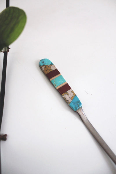 Vintage Turquoise Stone Inlay Letter Opener Southwestern Style Jasper Taiwan