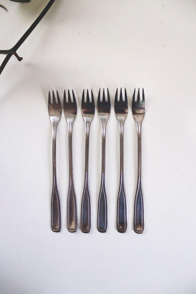Vintage Northland Stainless Steel Cocktail Seafood Forks Oneida Village Common Set of Six