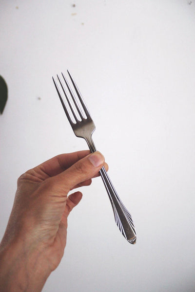 Vintage Flint Stainless Steel Dinner Forks New Look USA Art Deco Set of Four