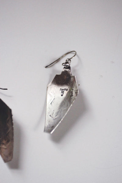 Vintage Southwestern Sterling Silver Dangle Earrings Rhodonite Pink Stone Hand-Stamped