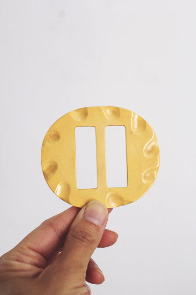 Vintage Butter Yellow Bakelite Belt Buckle Scarf Slide Art Deco 1930s Retro