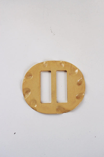 Vintage Butter Yellow Bakelite Belt Buckle Scarf Slide Art Deco 1930s Retro