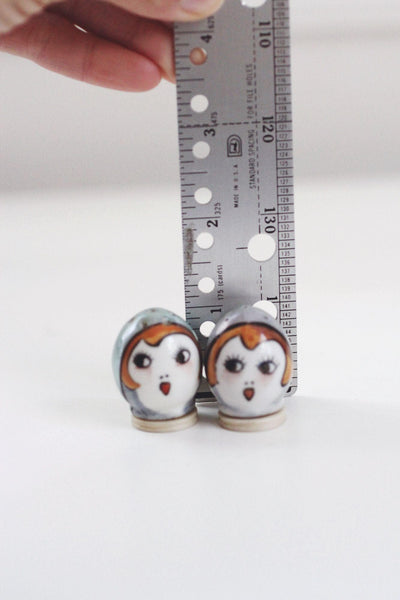 Rare Hand Painted Vintage Noritake Art Deco Lady Flapper Girl Salt Pepper Shakers