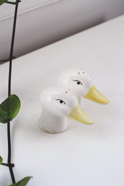 Vintage Ceramic Duck Goose Salt Pepper Shakers Hand-Painted Cottagecore Farmhouse