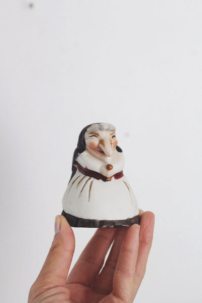 Hand-Painted Vintage Ceramic Kitchen Witch Salt Shaker Baba Yaga Figurine Babushka