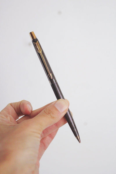 Vintage Parker 75 Cisele Mechanical Pencil Sterling Silver 14k Gold Plated 1960s