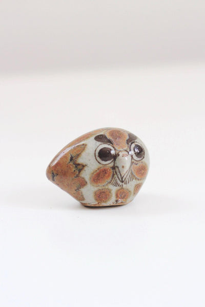 Vintage Tonala Ceramic Owl Figurine Miniature Sculpture Hand-Painted Mexico Artisan