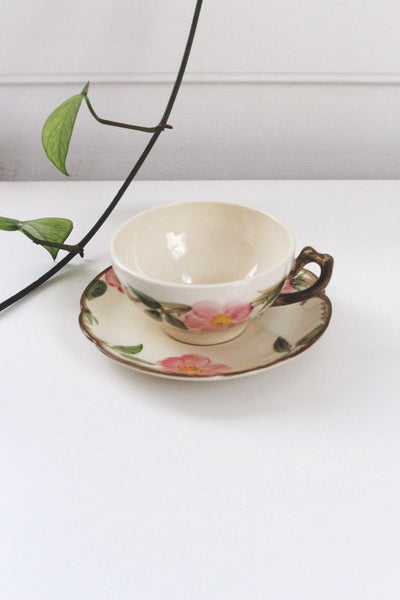Set of 4 Vintage Franciscan Desert Rose Tea Cup Saucer Vintage Floral Earthenware Made In USA