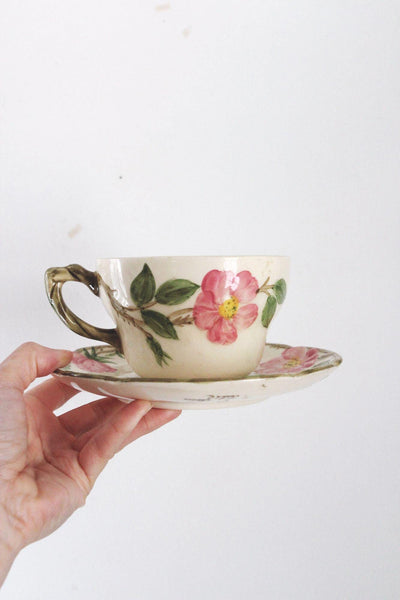 Vintage Desert Rose Franciscan Hand-Painted Floral Teacup & Saucer Set USA