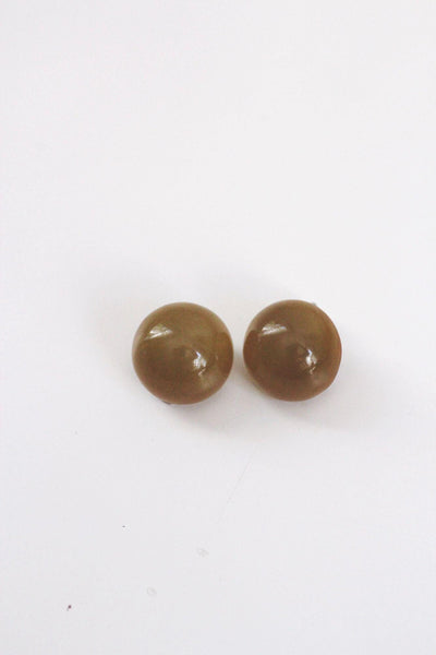 Vintage Olive Green Bakelite Button Clip on Earrings 30s 40s Retro Jewelry Accessory