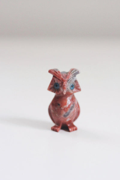 Hand Carved Stone Owl Figurine Miniature Trinket Handcrafted Vintage Sculpture