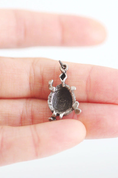 Sterling Silver Turtle Pendant Charm 3D Vintage Antiqued Oxidized Animal Retro