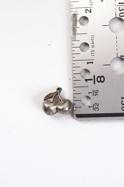 Sterling Silver Cherry Pendant Charm Vintage Retro Antiqued Fruit Whimical