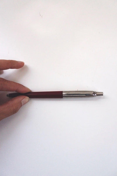 Vintage Parker Jotter Ballpoint Pen Mid Century Retro Red Burgundy Steel