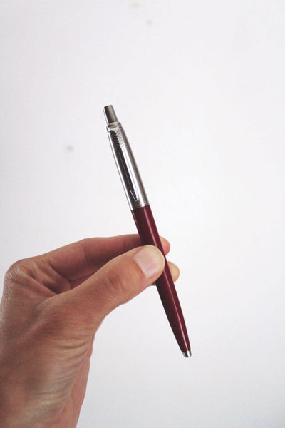 Vintage Parker Jotter Ballpoint Pen Mid Century Retro Red Burgundy Steel