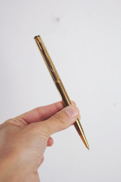 Vintage Parker Insignia Gold-Plated Ballpoint Pen 1990s Arrow Ribbed Elegant