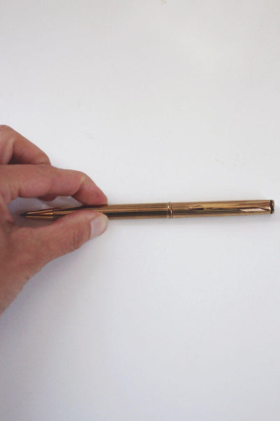 Vintage Parker Insignia Gold-Plated Ballpoint Pen 1990s Arrow Ribbed Elegant