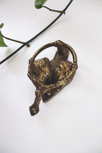 Vintage Brass Kissing Couple Door Knocker Bronze Art Nouveau Victorian Whimsical
