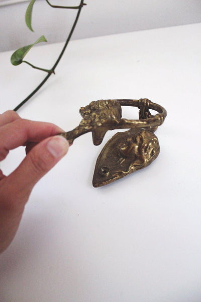 Vintage Brass Kissing Couple Door Knocker Bronze Art Nouveau Victorian Whimsical
