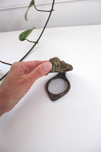 Vintage Solid Brass Lion Head Door Knocker Bronze Georgian Victorian