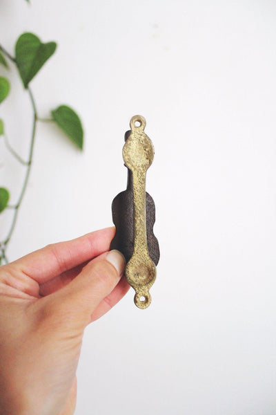 Vintage Solid Brass Violin Door Knocker Antique Bronze Victorian Musician